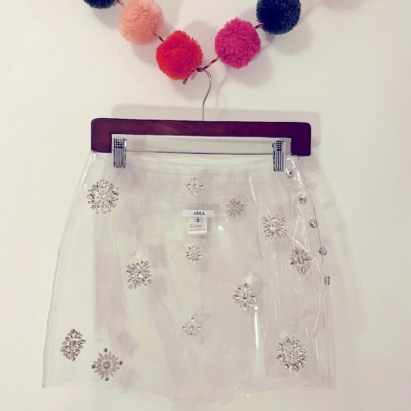 AREA.NYC clear vinyl skirt with crystal embellishments. Size small. High waist. - Picture 4 of 4
